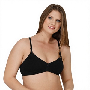 Sujetador de Maternidad Negro sin Varillas para Mujer, con Tirantes Ajustables y Cierre de un Solo Botón, Transpirable, de Spandex y Poliéster, Cuello en V - Product Image 1
