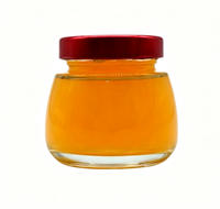 Pot en verre incurvé de qualité alimentaire avec couvercle métallique rouge hermétique pour miel, gelée, confiture, emballage cadeau OEM