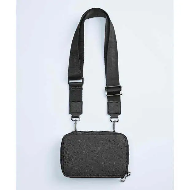 Logotipo personalizado PU Saffinao Leather Men's Mini Crossbody Sling Pack Ombro Messenger Bag Para Homens