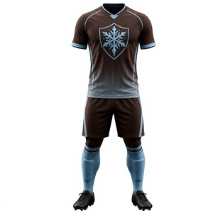 Custom Logo Men's Brown <b>Soccer</b> Jersey Set with Snowflake Logo Sublimated Moisture Wicking Short Sleeve Athletic Fit All Season - Product Image 1