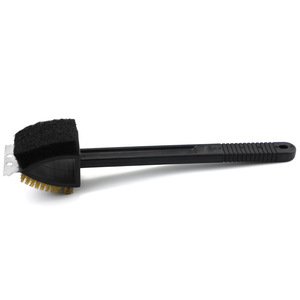 Grill Cleaning <b>Brush</b> With Spatula Head Copper <b>Wire</b> Bristles Black PP Handle Multipurpose BBQ Tool - Product Image 5