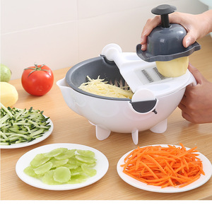 Multifunctional Kitchen Veggie Fruit <strong>Shredder</strong> Grater <strong>Slicer</strong> Rotate 9 in 1 <strong>Manual</strong> Vegetable Cutter With Drain Basket - Product Image 3