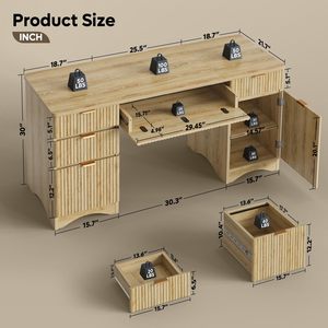SENYU Modern <b>Wood</b> Computer <b>Desk</b> With Storage Drawers For Home <b>Office</b> Workstation - Product Image 2