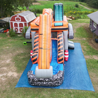Château gonflable en forme d'excavatrice, structure de saut gonflable en bâche PVC avec toboggan pour enfants