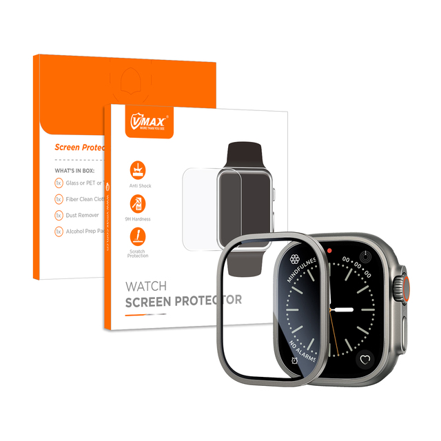 Screen Protector for Apple Watch Case Ultra 49mm Accessories Metal Aluminum Alloy Cover Frame+HD Tempered Glass IWatch case