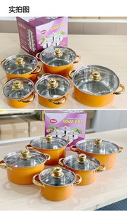 جنوب شرق آسيا أفريقيا الأكثر مبيعاً الفولاذ المقاوم للصدأ 10 أواني الطبخ بمقبض ذهبي كسرول مطبخ Juollas - Product Image 4