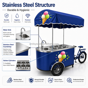 Chariot à glaces italiennes professionnel avec roues, chariot mobile pour la vente <span class=keywords><strong>de</strong></span> glaces lors <span class=keywords><strong>de</strong></span> festivals en plein air - Product Image 3