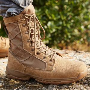 DSF23 717 Tactical <b>Hiking</b> <b>Boots</b> Men Suede Waterproof Outdoor All Season Tan High Top Lace Up Zipper Design - Product Image 5