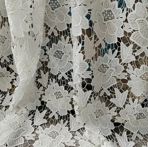 2023 china wholesale guipure embroidery lace fabric for dress, fabric stock lots