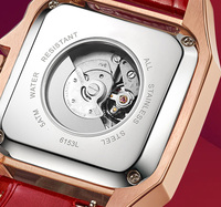 Montres mécaniques de luxe en acier, design usine et production en série, avec mouvement squelette à volant d'inertie similaire au diamant, pour marque privée