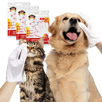 DONO PET Lingettes de massage jetables pour le bain, pour chat et chien, à l'arbre à thé, naturelles, éliminant les odeurs, gants de toilettage pour animaux, 6 pièces