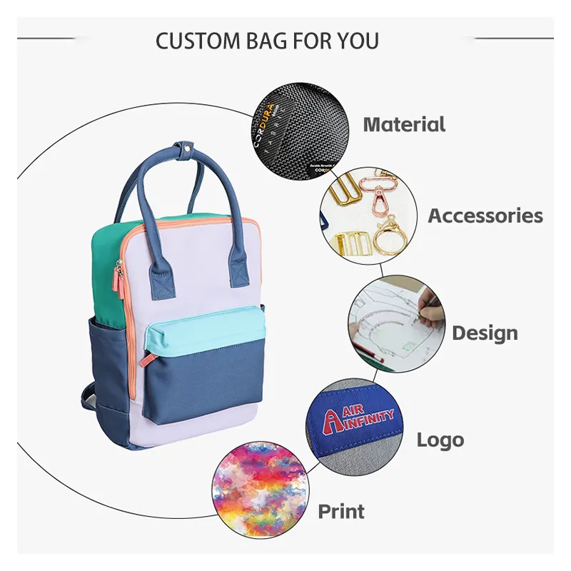 wholesale foldable ladies girl student backpack outdoor canvas backpack school bags custom school backpacks bags with logo