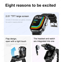 D-8 PRO TWS 2-en-1 Montre Connectée Écouteurs Appel Musique NFC Fréquence Cardiaque Suivi Santé Sport Fitness Casque Audio iOS Android