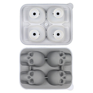 Venta al por mayor, barato, recién llegado, molde de silicona ecológico sin BPA, personalizable, con forma de calavera, reutilizable, para hacer bolas de hielo. - Product Image 4