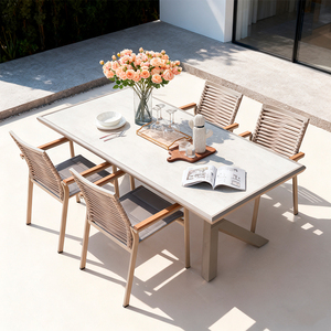 Mesa <span class=keywords><strong>de</strong></span> Comedor Rectangular <span class=keywords><strong>de</strong></span> Aluminio <span class=keywords><strong>para</strong></span> Exteriores Homful, 210 x 97 cm, Superficie <span class=keywords><strong>de</strong></span> Imitación Madera PS, Muebles <span class=keywords><strong>para</strong></span> Patio, Jardín o <span class=keywords><strong>Terraza</strong></span>, <span class=keywords><strong>para</strong></span> 6 u 8 Personas - Product Image 6