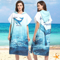 Séchage rapide imprimé moderne Poncho serviette plongée Surf changement Robe capuche microfibre absorbant bain serviette peignoir plage