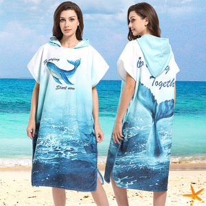 Telo Poncho moderno stampato ad asciugatura rapida con cappuccio da Surf in microfibra assorbente asciugamano da bagno accappatoio da spiaggia - Product Image 4