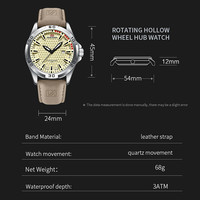 Montre-bracelet pour homme VAVA Original, montre de luxe haut de gamme, étanche, lumineuse, avec date et jour, montre sport en quartz pour homme, bracelet en cuir, Reloj