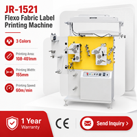 Machine d'impression flexographique automatique JR-1521 à grande vitesse pour étiquettes de soin des tissus, 3 couleurs, imprimante d'étiquettes en rouleau pour l'industrie textile