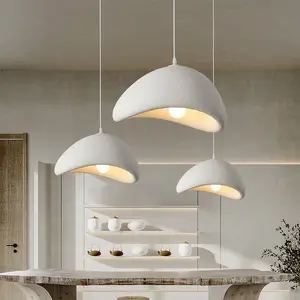 40cm Nordic Modern Pendant Lamp Home Decor White Hanging Lamp Wabi Sabi Design Dining Bar Restaurant Shop E27 Base Chandelier