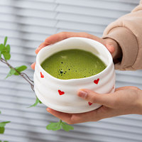 Ensemble de thé Matcha en céramique chinoise bol de poudre de thé vert avec fouet en bambou Scoop tamis fouet Kit pour servir profiter de votre thé