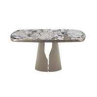 Set de meubles modernes, lot de 4 chaises, chaise et table de cuisine en marbre carré gris