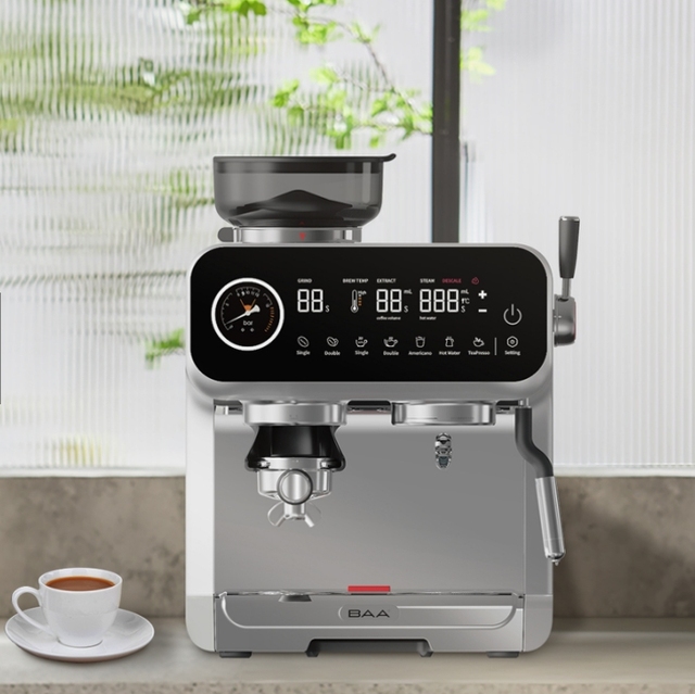 Commercial Semi-Automatic Stainless Steel Coffee Machine with Hot Water System for RV Household & Outdoor Use