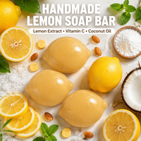 Jabón Artesanal de Limón con Extracto de Limón, Vitamina C y Aceite de Coco, Limpieza Profunda, Aroma Refrescante, para Rostro y Cuerpo, OEM, 70g