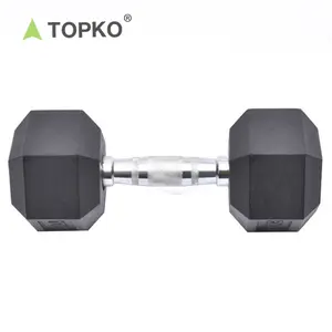 托普科健身房2.5千克 ~ 30千克动力训练设备橡胶涂层钢重量磅六角哑铃