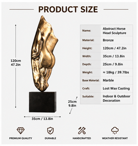Escultura de Cabeza de Caballo Abstracta en Bronce Antiguo BSA, Busto de Caballo Artístico Fundido <span class=keywords><strong>a</strong></span> Mano para Mesas, Oficinas, Villas y Hoteles - Product Image 2
