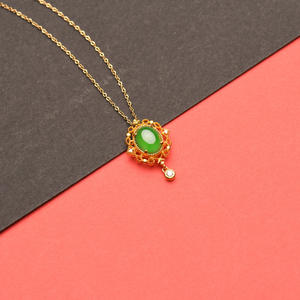 Colgante de Jade Verde Maya Feicui, Jade Natural de Grado A, Colgante Grande en Forma de Huevo, Grado Hielo, Collar de Oro de 24K, Venta al por Mayor de Fábrica - Product Image 3
