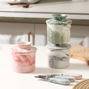 ฝาปิดถ้วยเนยเซรามิก <span class=keywords><strong>HANTANG</strong></span> ทนทาน ถ้วยเนยสไตล์อเมริกัน งานฝีมือประณีต รักษาความสดใหม่ - Product Image 5