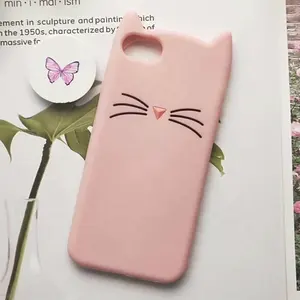 可爱的 3D 卡通微笑猫硅胶女孩手机保护套为 iphone 保护案例封面