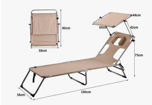 <span class=keywords><strong>Lit</strong></span> pliant de camping et de plage, avec fonction de séchage du dos, circulation d'air froid, protection solaire, surface en soie glacée et oreiller perforé - Product Image 3