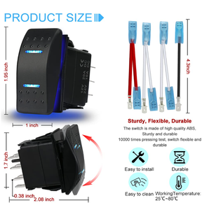 Interrupteur <span class=keywords><strong>à</strong></span> bascule étanche ON/OFF/ON DPDT 7 broches 12V 24V avec câbles de raccordement pour treuils, pompes, voitures, camions, caravanes, bateaux, VR, SUV, VTT - Product Image 5