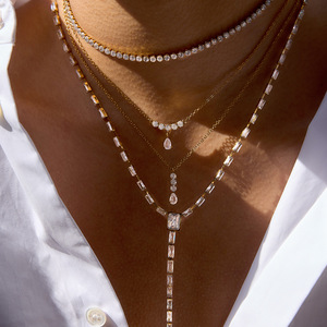 จี้เพชรทรงหยดน้ำ สร้อยคอสแตนเลส เครื่องประดับแฟชั่นงานแต่งงาน ดีไซน์ทรงหยดน้ำ ประดับเพชรแบบ Pave ดีไซน์คลาสสิก สวยสง่า - Product Image 3