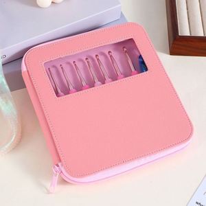 New Pink 9pcs/set DIY Yarn Knit Ting Needle Craft Tools Accessory Soft Rubber Handle Aluminum <b>Crochets</b> <b>Hooks</b> - Product Image 2