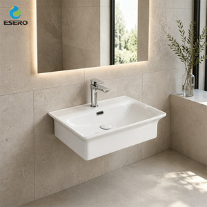 Nouveauté : Lavabo de comptoir en céramique blanche au design unique, fourni directement par l'usine, pour salle de bain d'hôtel - Product Image 4