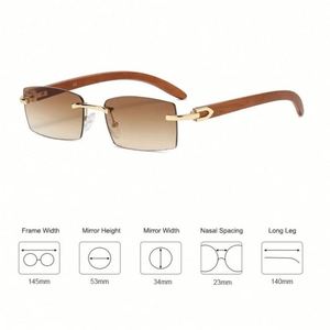 Gafas de Sol de Madera con Marco Pequeño, Estilo Vintage, a la Moda, con Logotipo Personalizado al por Mayor, Gafas de Sol Rectangulares sin Montura, Estilo Punk, para Hombre y Mujer - Product Image 3