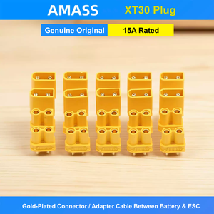 Adaptateur AMASS XT30U vers Fiche <span class=keywords><strong>Banane</strong></span> 2.0mm Plaqué Or 15A pour Connexion Batterie Lipo et ESC de Mini Drone FPV - Product Image 1