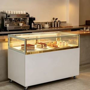 <span class=keywords><strong>Vitrine</strong></span> <span class=keywords><strong>réfrigérée</strong></span> simple niveau pour gâteaux avec tiroir de rangement, vitre anti-buée et thermostat électronique pour pâtisseries et café - Product Image 1