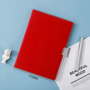 Grosir produk sekolah 2024 A5 sampul keras kulit Pu berjajar set hadiah buku catatan perusahaan jurnal logo kustom dengan pena