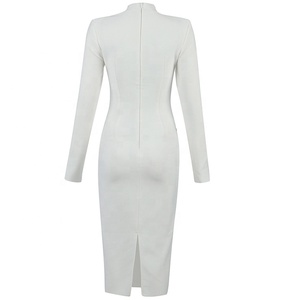 Abito estivo da donna a fascia per il nuovo anno <span class=keywords><strong>Sexy</strong></span> O collo a manica lunga aderente alla moda Club abiti da sera per feste Midi Vestidos da ballo - Product Image 2