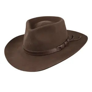 Lihua Hot Selling Mannen Wolvilt Fedora Hoed Bruine Kleur Met Riem Trilby Hoeden Ombr Fedora Hoeden Groothandel