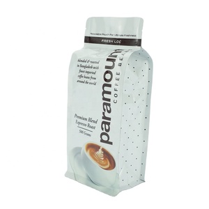 Custom Printed Compostable Biodegradable Food Grade Kraft Paper Cafe Coffee Packaging Bag Zip Packing Pouch With Plastic Valve