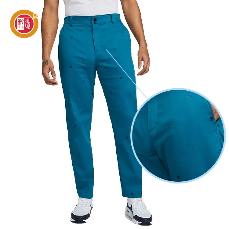 Factory Price All Over Brassie Printed Sport Men's PGA Tour Fit 4 Ways Stretch Blue Golf Pants Custom Trousers