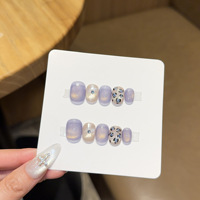 Faux ongles à presser carrés en acrylique, 10 pièces, faits main, de haute qualité, avec gel épais, effet œil de chat et pois, pour manucure