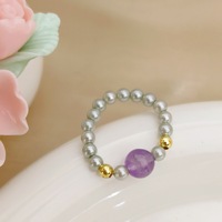 Bague tendance pour femme, perles naturelles complexes, breloque colorée et mignonne, design unique à bouche fermée, pour bague de fiançailles ou d'index