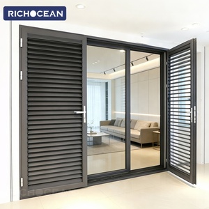 Portes <span class=keywords><strong>à</strong></span> persiennes en aluminium réglables manuellement sur mesure RICHOCEAN, économiseuses d'énergie, pour maisons - Product Image 1