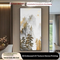 Peinture décorative haut de gamme en relief 3D UV, texture tridimensionnelle, toile huilée, art mural pour hôtel avec cadre en alliage d'aluminium